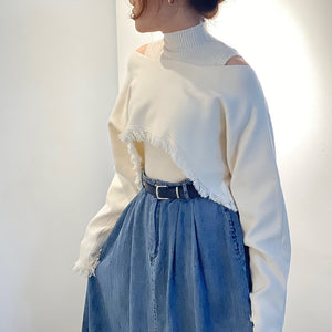 Bộ đồ gồm áo khoác len cardigan dài tay và croptop sát nách cao cổ - NU8497