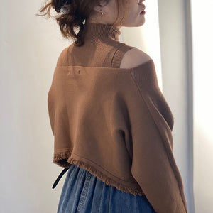 Bộ đồ gồm áo khoác len cardigan dài tay và croptop sát nách cao cổ - NU8497