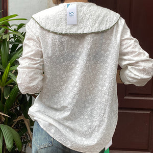 Áo sơ mi linen Morigirl dài tay cổ áo thêu đối xứng - NU8322