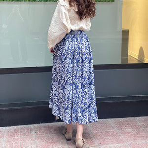 Chân váy retro in hoa lá đơn sắc - NU8638