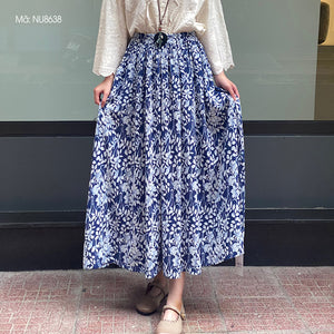 Chân váy retro in hoa lá đơn sắc - NU8638