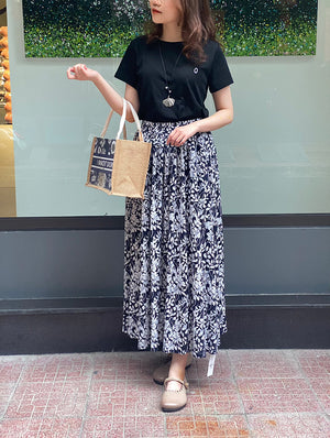 Chân váy retro in hoa lá đơn sắc - NU8638